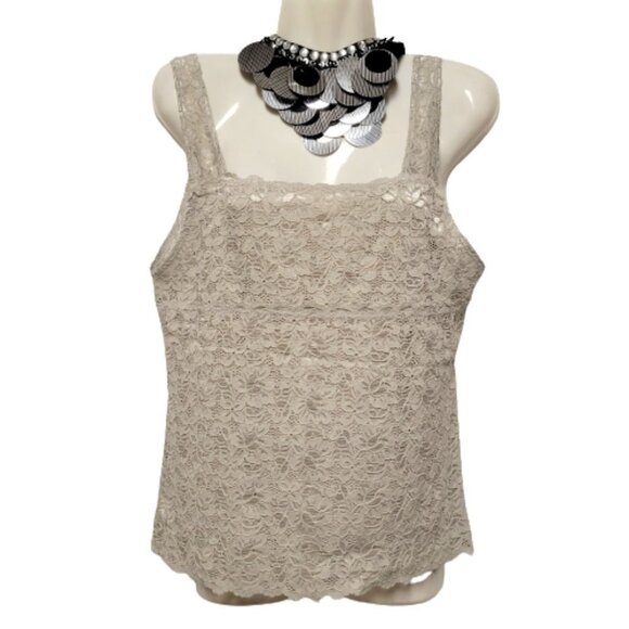 Grey Lace Tank Top Lace Camisole Wide Straps Lace Top  Size M Size XL - Picture 2 of 12